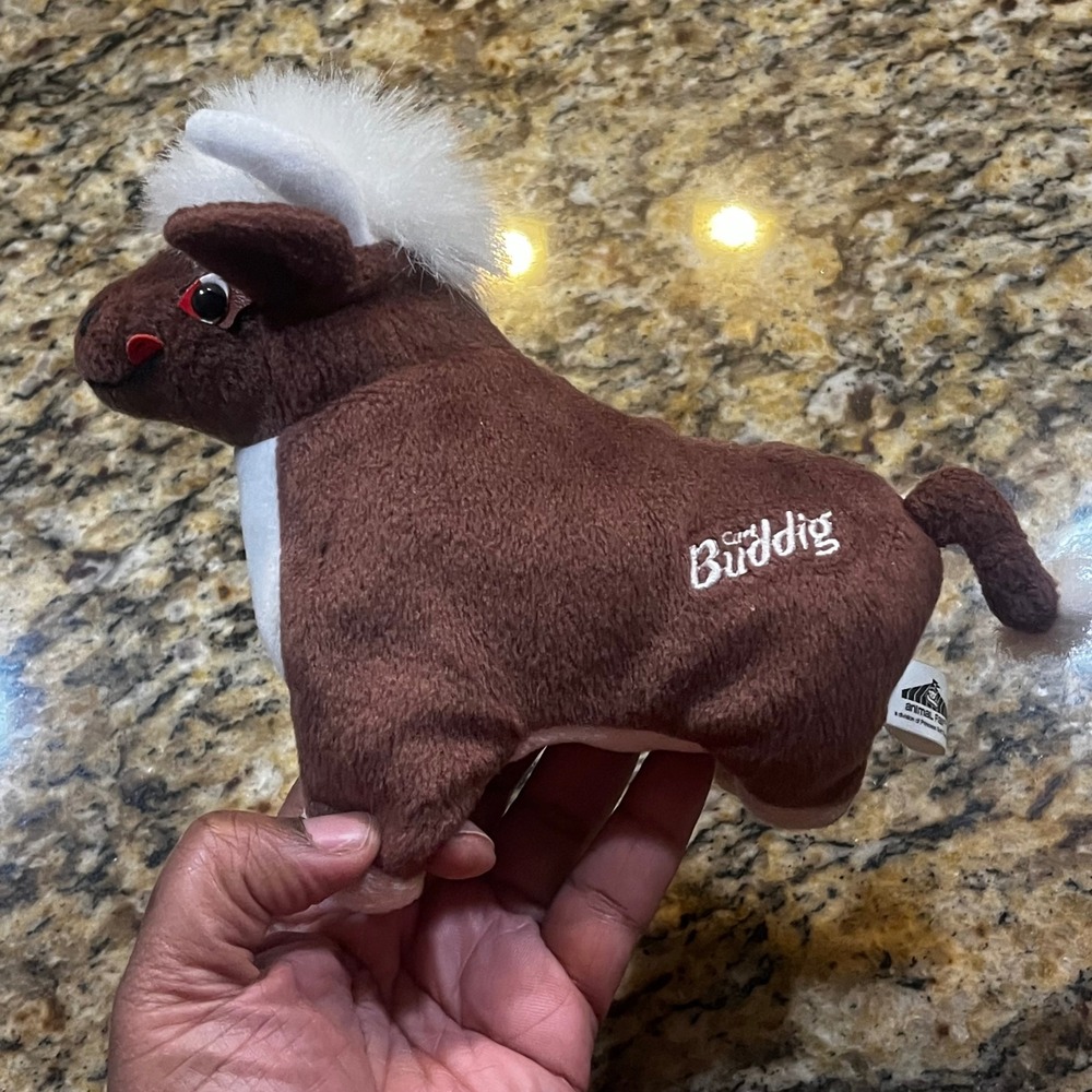 Vintage 2000 Animal Fair Carl Buddig Plush Bull Brown White Stuffed Animal 6.5"